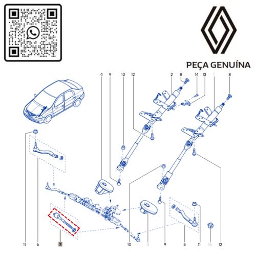 RN 551453-O 6001551453 BRACO DA CX. DE DIRECAO LOGSAN TODOS -ROSCA 12mm lado caixa- axi 3